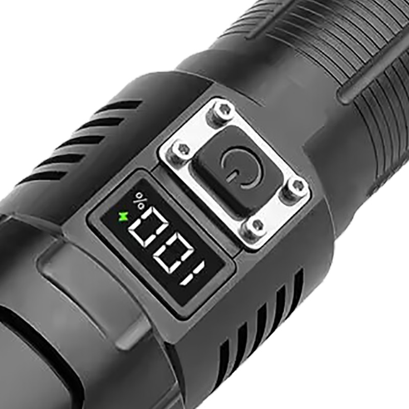 LED Flashlight USB Rechargeable Digital 120000lm High Luminous Flux Ultra
