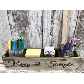 Office Supplies Desk Organizer *Hello GORGEOUS, BEAUTIFUL, or Keep it SIMPLE Cosmetic Makeup Accessory *Wood Box Tray Caddy with Dividers *Bathroom Counter decor, vanity *Beauty *Customize Saying