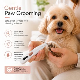 Pet Paw Trimmer for Dogs & Cats – LED Light Precision Clipper with 18mm Blade for Home Grooming & Detail Trimming
