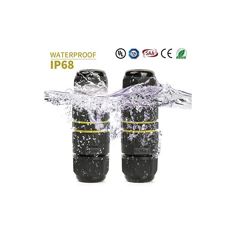 Conector de cable eléctrico IP68 impermeable de 2 vías para