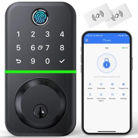 Smart Door Lock Deadbolt with Keypad: Keyless Entry Door Lock - Fingerprint Lock for Front Door - Electronic Lock with Bluetooth and APP Control