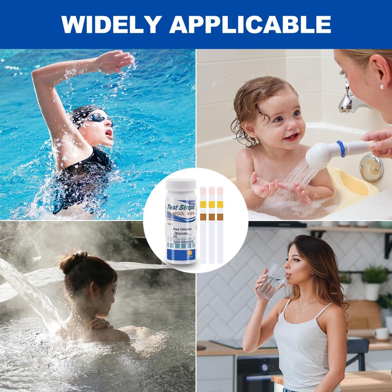 50pcs Water Hot Tub Test Strips, 3 In 1 Ph