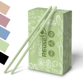 elastoREuse - Chopsticks Dishwasher Safe Made of BPA Free Plastic in Set of 2 - Chopsticks to Go 25 cm for Asian Food such as Sushi, Dumplings, Fried Rice etc. - Chopsticks for Eating (Green)