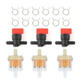 MOTOKU 1/4" in Line Fuel Gas Filters Shut Cut Off Valves Clamps for Briggs & Stratton 493960 494768 698183 Maico Ossa Trial Bultaco for Yamaha Motorcycle Lawn Mower Tractor