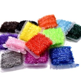 PHECDA PROFLY 15 Cards Multi Colors Tinsel Chenille Line Crystal Flash Line Fly Fishing Tying Material for Nymphal Bugs Scud (15 Cards-75M)
