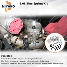 Niyako 6.0L Blue Spring Kit Upgrade Fuel Pressure Regulator Kit Replacement # 𝟗𝟎𝟒-𝟐𝟑𝟗 𝟑𝐂𝟑𝐙-𝟗𝐓𝟓𝟏𝟕-𝐀𝐆 𝟑𝐂𝟑𝐙𝟗𝐓𝟓𝟏𝟕𝐀𝐆 Fit 2003-2007 Excursion F250 F350 F450 F550