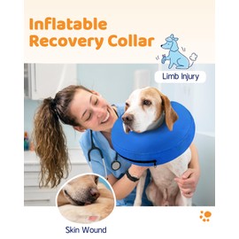 Supet Inflatable Dog Cone Collar Alternative After Surgery, Dog Neck Donut Collar Recovery E Collar to Stop Licking, Soft Dog Cone for Medium Large Dogs