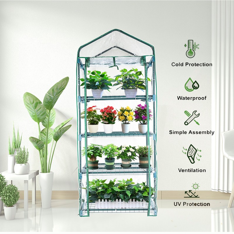 Wuhuu Indoor Greenhouse with Grow Lights, 4 Tier 27.2" L×19.9"