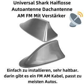 A29CS Universal Shark Antenna for Cars - Shark Fin AM/FM Radio Roof Antenna with Amplifier, Grey, Compatible with Various Vehicle Models
