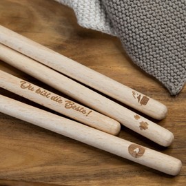 GRUSS & CO 48806 Cooking Spoon with German Text "Heute ist mein Lieblingstag" | Wooden Spoon, Cooking Spoon Made of Beech Wood, 28 cm, with Burnt Motif | Gift Kitchen, Cooking