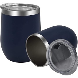 Wine Glass - Stainless Steel Tumbler with Lid – Double Wall Vacuum Insulated Cup - Keep Wine, Coffee, Beverage, Champagne, Cocktails colder or warm -12 oz
