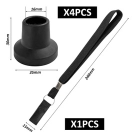 4 Cane Foot Pads, 1 Cane Hand Rope, Replacement Foot Pad, Non-Slip Spare Foot Pad, Cane Ferrule, Cane Accessories, Cane Ferrule