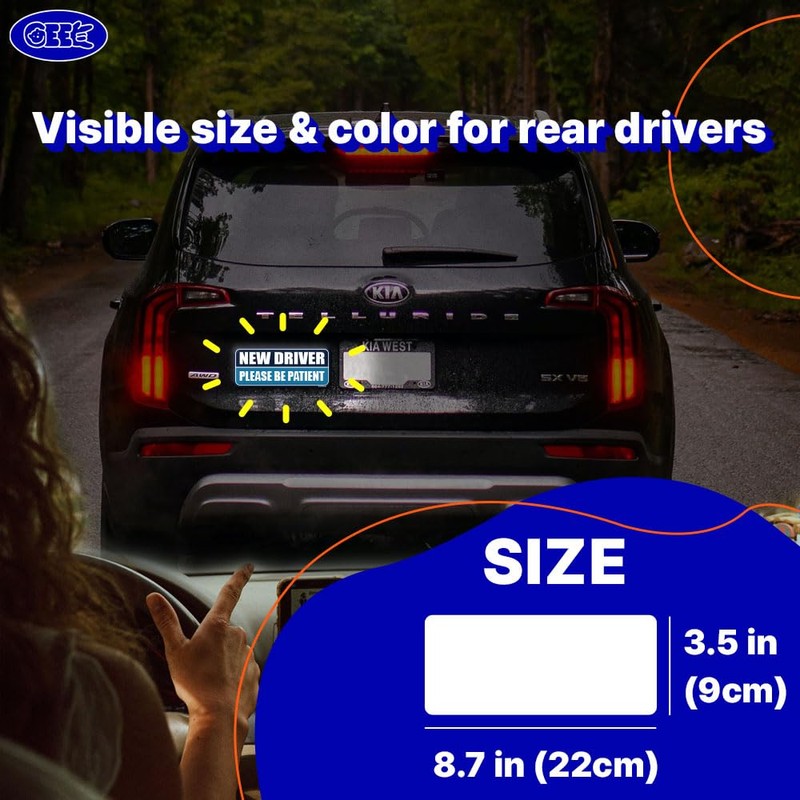 GEEKBEAR New Driver Car Magnet (3 Pack) - Rectangular Shape,