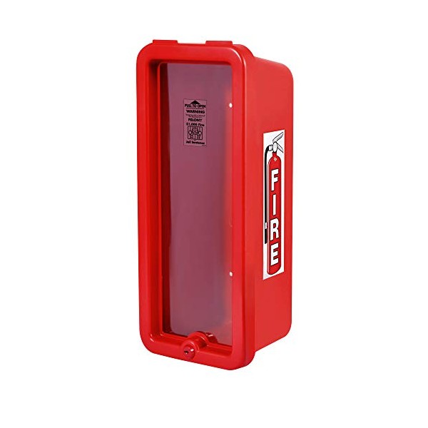 Red Surface-Mounted Fire Extinguisher Cabinet with Pull-Panel for 5 lb.