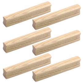 MY MIRONEY 6Pcs Solid Wood Finished Drawer Pulls Ash Wood Cabinet Handles Hardware Furniture Dresser Wardrobe Handles Pulls with Screws, 3.78" Hole Centers