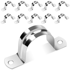 10 Pcs Pipe Clips 40mm,Caianwin Pipe Clamp Stainless Steel 304 Pipe Strap Clamps for Installing Gas,Qater or Hose Pipes