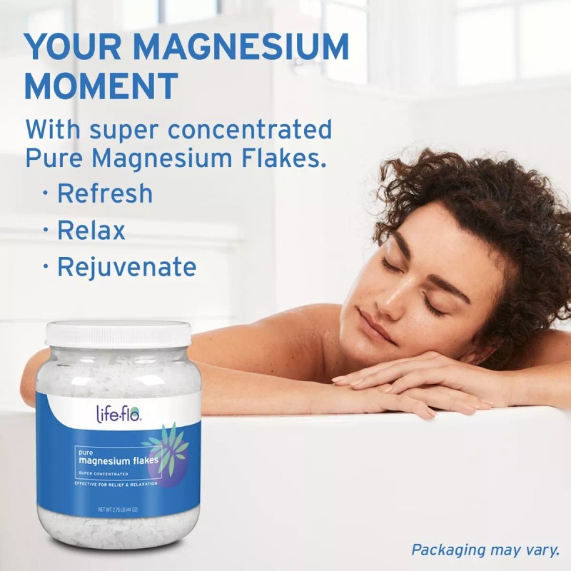 Life-flo Copos De Magnesio Puro Para Baño Relajante Rejuvene
