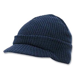 Radar HybriCap Visor Cap Hat with Bill Winter Cold Weather Military Cadet Tactical Look Billed Knit Navy Blue