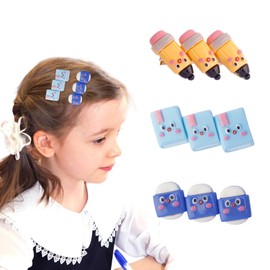 Tihebax Pencil Hair Clips Barrettes, 3 Pcs Teacher Hair Accessories - Fun Pencil Hair Clips, Notebook, Eraser Shape for Teachers and Students Back to School Accessories Thin & Thick Hair