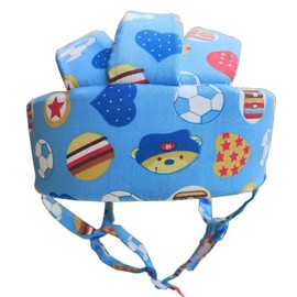 Guilanoupo Baby Safety Helmet, Toddler Soft Protector Infant Anti Cushion Safety Cap for Learning to Walk, Children Walking Harnesses Infant Cotton Hat for Running Crawling (Blue Football)