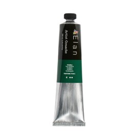 Elan Viridian Gouache Paint 200ml Tube, Deep Green Hue for Artists, Dark Green Gouache Paint for Canvas