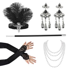 EDINNO Diadema Gatsby de Los Años 20 Para Mujer, Accesorios de Disfraz de 1920s Flapper Gatsby, Juego de Accesorios Great Gatsby, Accesorios para Disfraces de Fiesta Rugientes (5)