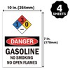 Attrirepa Vinyl 7"x10" Danger Gasoline No Smoking No Open Flames