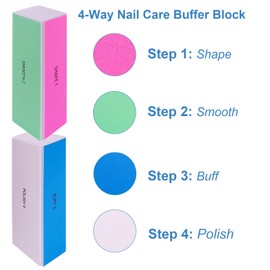 GigaGround 4 Way Nail Buffer Block (6 pcs), Nail Shine Buffers Blocks Files for Natural and Acrylic Nails Smoother Buffing Block Polisher Fingernail File Buffer 120/240/600/3000 Grit for Buffing Shinning