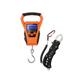 Uncommon Fishing Scale with Built-in Fish Grip, Digital Scale, Fishing Scale, Tape Measure, Backlight, Waterproof, IPX7, 110.2 lbs (50 kg), Stainless Steel, Loss Prevention, Spiral Cord, Drag Checker, Instruction Manual Included