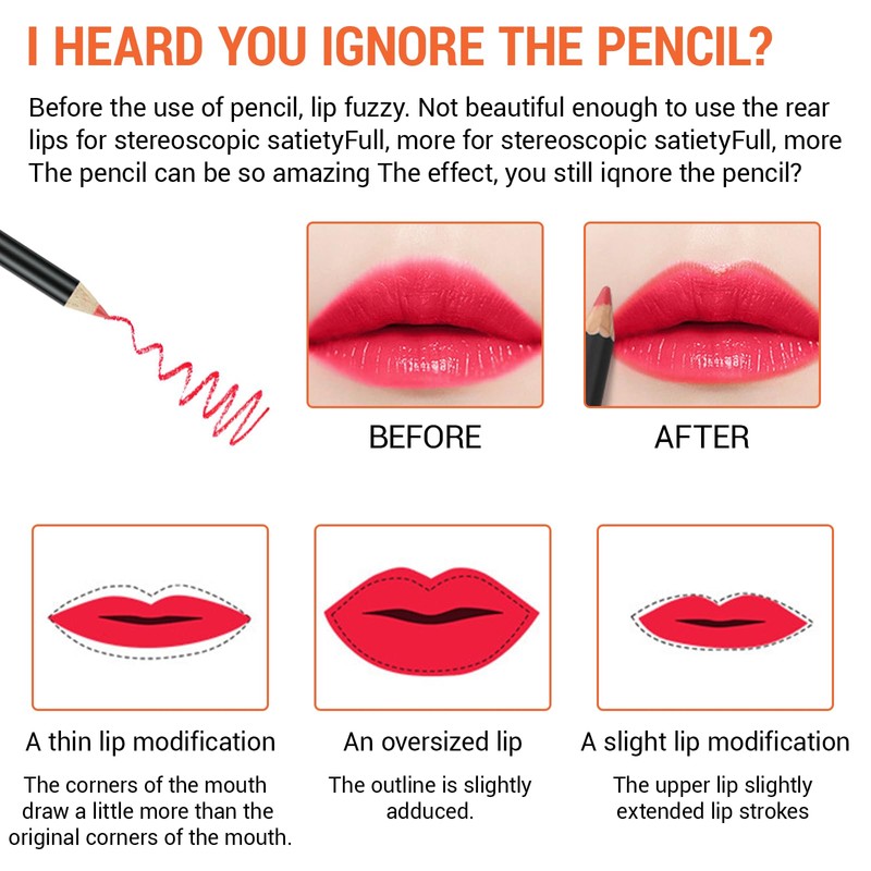 XdealCozyxc 12 Pcs Lip Liner Set, Long Lasting Lip Liners