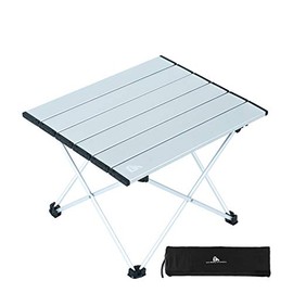 iClimb Ultralight Compact Camping Folding Table with Carry Bag, Two Size (Silver - S)