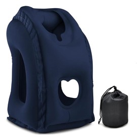 Airplanes Inflatable Travel Pillow, Neck Pillow Avoid Neck Shoulder Pain Comfortably Support Head for, Trains, Cars and Office Napping (Blue)