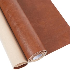 GORGECRAFT Textured Faux Leather Fabric 135 x 30 cm Grained Faux Leather Synthetic PU Leather Cloth for DIY Sewing Automotive Home Decoration Chairs Covers Suitcase Bag Making Sienaerde