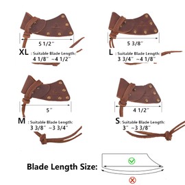 Tas Trost Leather Axe Sheath Blade Cover, Durable Hatchet Sheath Holster for Camping, Outdoor (Brown, M: 3 3/8"~3 3/4")