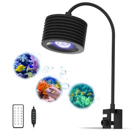 Lominie LED Aquarium Light, Nano Coral Reef Light Clip on Aquarium Light Full Spectrum Remote Control Fish Tank Lamp Dimmable for Saltwater Fish Tank (Saltwater)