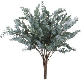 OUTLEE Pack of 3 Artificial Eucalyptus Stem Shrub Faux Eucalyptus Leaves Spray Artificial Greenery Stems Fake Silver Dollar Branches Plants for Home Wedding Decor 17.7" Tall