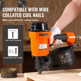 Coil Siding Nailer MCN70 1 3/4\" 2 3/4\" 15 Degree Pneumatic Siding Nail Gun 70 120PSI Air Coil Nailer for Pallet CratingDefault: Default