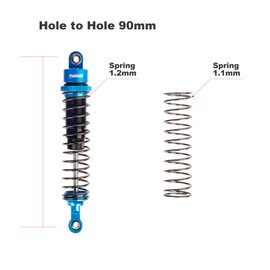 TOOMOD 90mm RC All Aluminum Alloy Oil Filled Shock Absorbers kit for Axial SCX10 D90 TRX4 Tamiya CC01 Truck Crawler/Truck/Off-Road Car Upgrades Replace Parts （Blue）