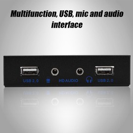 Yunseity USB Faceplate, 2 USB 2.0+Mic+HD Audio Port Interface, 3.5 Inch Floppy Front Panel USB Hub for PC Computer