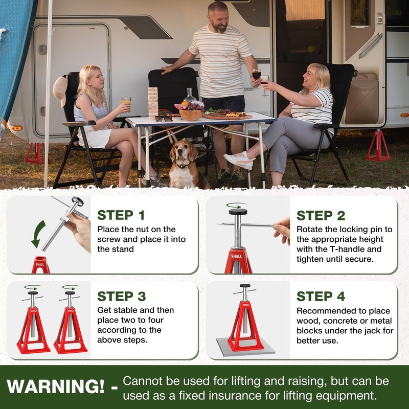 SHALL RV Stabilizer Jacks, 4-Pack Heavy Duty Aluminum Jack Stands