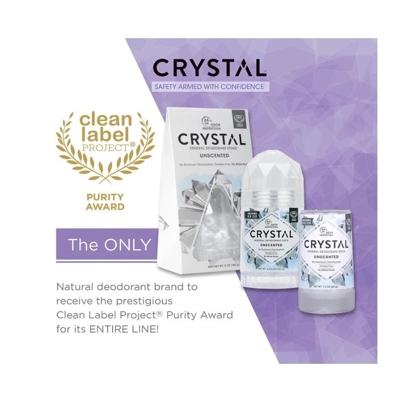 CRYSTAL Deodorant Stick (30003), Unscented, 4.25 Ounce, White