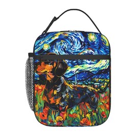 Ti Caldi Cute Dog Lunch Box for Women Girls Kids, Insulated Cooler Puppy Lunch Bag for School, Picnic, Office, Work, Travel, Portable Reusable Thermal Tote Polyester Lunch Bags (Cute Dachshund)