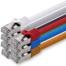 1aTTack.de 0,5m - 7 Farben - 7 Stück CAT.7 Netzwerkkabel Patchkabel SFTP PIMF LSZH Gigabit Lan Kabel 10Gb s cat7 Rohkabel mitRJ45 Stecker Cat6a kompatibel zu CAT5 CAT6 cat7 cat8