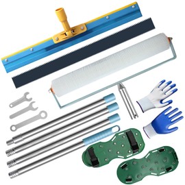 Complete Self Leveling Cement Tool Kit, Professional Epoxy Floor Kit Tools with Spiked Roller with Splash Guard, Spike Shoes, Paint Roller, Trowel, Scraper & Extension Pole (3.3, Kilograms)