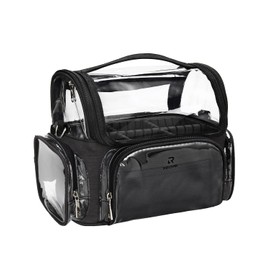 Makeup Brush Case Stand-up Makeup Cup Makeup Brush Holder Travel Professional Cosmetic Bag Artist Storage Bag with Shoulder Strap and Adjustable Divider (02-Black（X Large）)