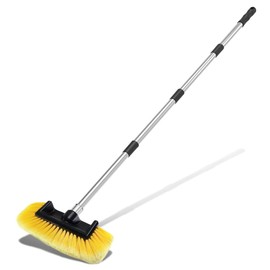 ZIMISI 59" Car Wash Brush with Long Handle, No Scratch Soft Bristle Scrub Cleaning Mop, Extendable Auto Detailing Brush, Vehicle Washing Supply for Boat, RV, Truck, House Siding, Solar Panel (Yellow)