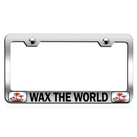 Custom Brother - Wax The World Beach Summer Surf Surfing Chrome Steel Auto SUV License Plate Frame License Tag Holder, O81