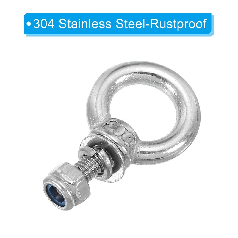 PATIKIL M4 x 10 mm Lifting Shoulder Eye Bolt, 3