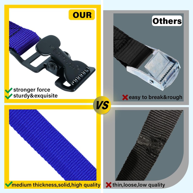 MELOTOUGH 4Pk 1" x 2ft Lashing Strap with Alligator Thumb