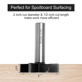 CNC Spoilboard Surfacing Router Bit 1/2" Shank, Slab Flattening Router Bit Carbide Planer Router Bits Wood Milling Cutter Planing Tool Woodworking Tools by BINSTAK
